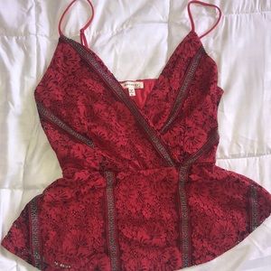 Monteau Maroon Peplum blouse